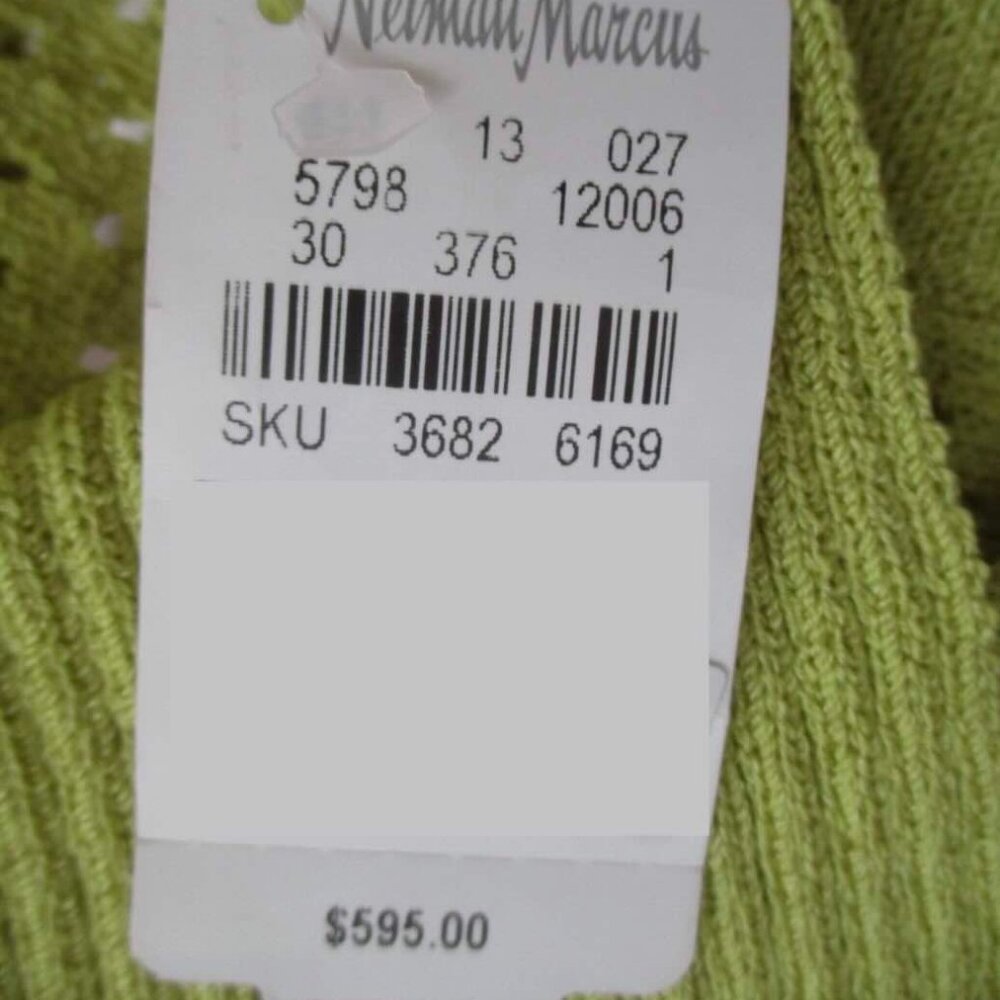 St. John Collection Chartreuse V-Neck Short Sleeve Sweater - Picture 6 of 6